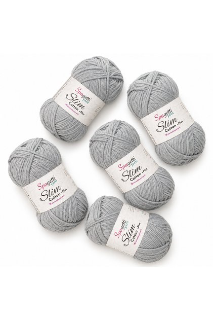 Slim Cotton Plus 5-Piece Gray Hand Knitting Yarn