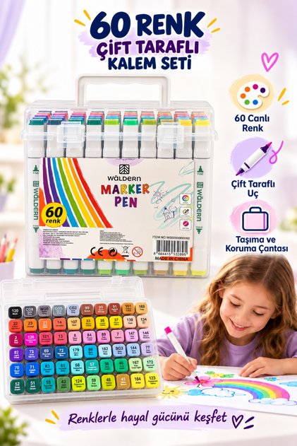 Stationary 60-Piece Professional Marker Pen Set, Felt-Tip Pen, Project and Architectural Drawing Set.