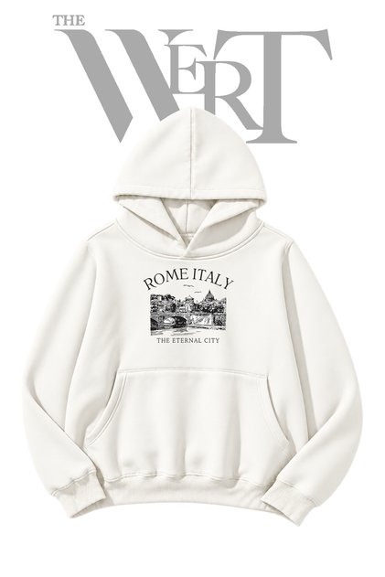 Rome, Italy Pre-Printed White Hooded Sweatshirt (2-Ply)
