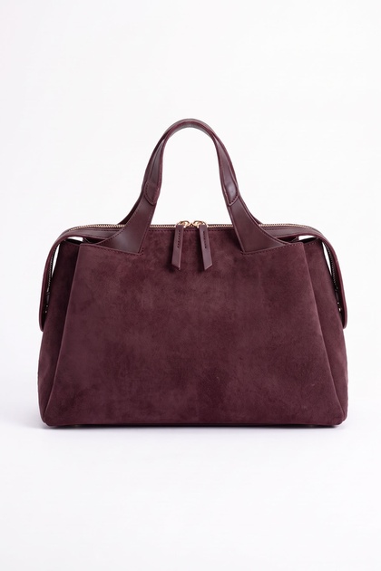 1206 Burgundy Suede Women's Shoulder Bag