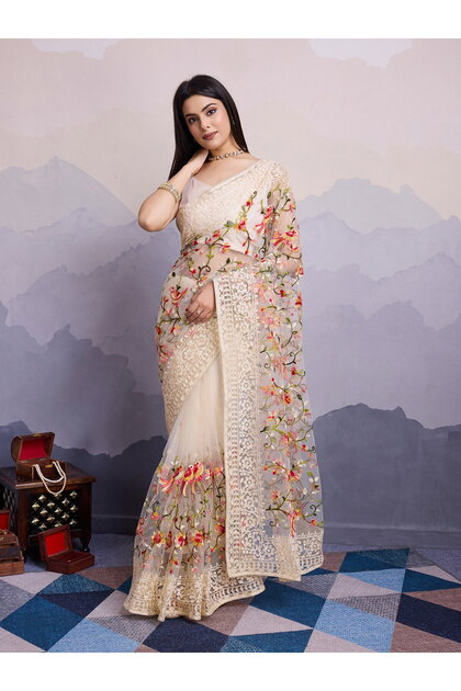 Premium Soft Net Embroidery Saree| Fall and Pico Stitched | Vivirasmi| Designer Ethnic Wear for Women