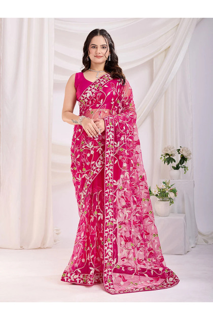 Luxury Soft Net Embroidery Saree| Fall and Pico Stitched | Vivirasmi| Designer Ethnic Wear for Women