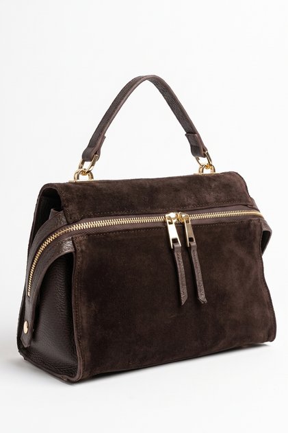 VINCE Brown Suede Genuine Leather Women's Shoulder Bag