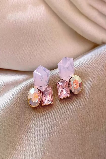 Crystal Stone Geometric Shape Earrings