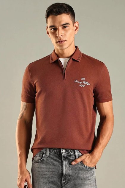 Mens Solid Regular Fit Cotton Polo T-Shirt