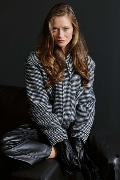 Women's Houndstooth-Meltoned Cashmere Coat