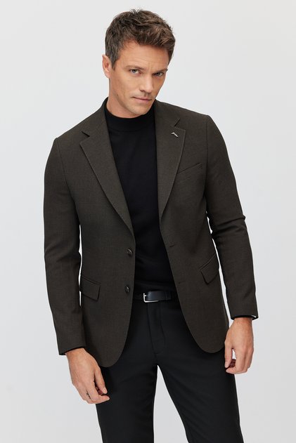 Erkek Çift Düğmeli Dokulu Blazer Ceket