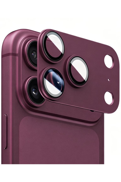 iPhone 18 Pro Max Premium AR+ AF+ Seamless-Frame Full-Coverage Camera Lens Protector, Burgundy