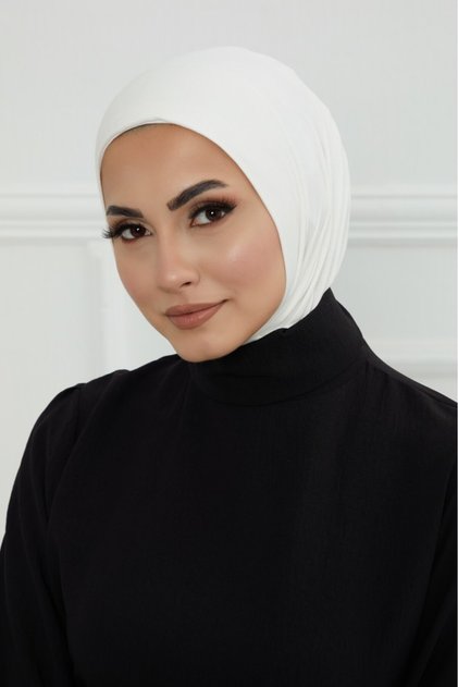 قبعة حجاب دبل سترتش طق طق- أوف وايت