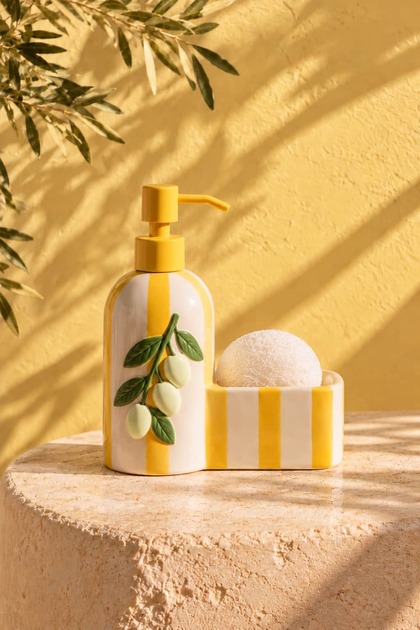 Buco Striped Liquid Soap Dispenser and Sponge Holder