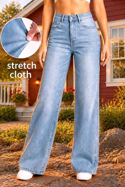All-Season Women's Jeans - High-Waisted, Stretchy, Soft Stretch Fabric, Durably Stitched Denim Pants