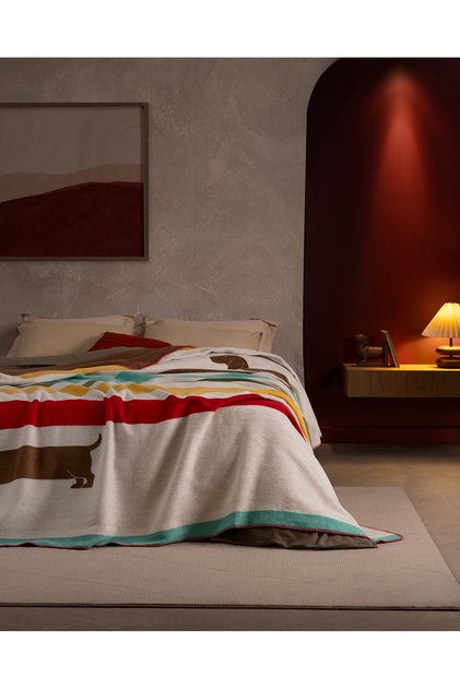 Peony Single-Size Cotton Jacquard Blanket - Multicolored