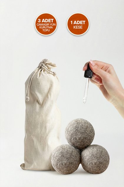 Çamaşır Yün Kurutma Topu - Siyah Çamaşırlar İçin - Kurutma Makinesi İçin - 3 Adet - XXL