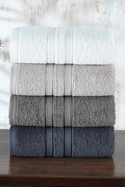 Neşe Home Sofia 4-Piece Hand & Face Towel Set 50x90 – 830 g, 100% Cotton, Soft and Absorbent