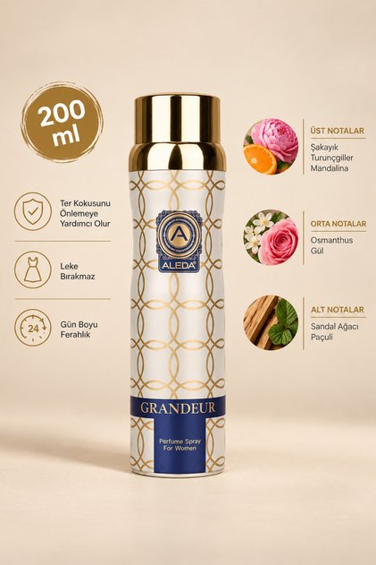 Kadın Sprey Deodorant Ter Kokusu Önleyici Leke Bırakmayan 200 ml - Grandeur /Large Boy