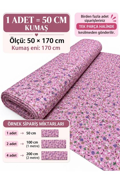 100% Cotton Patterned Poplin Fabric - Floral - (50X170)