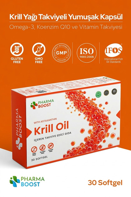Krill Oil 500 Mg Astaxanthin Omega 3 + Coenzyme Q10 + D3 & K2 – 30 Softgels