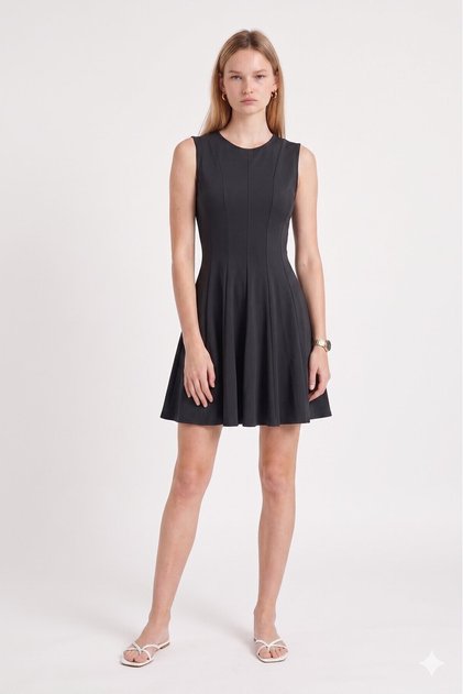 Anthracite Skirt with Gode Detail Mini Summer Dress
