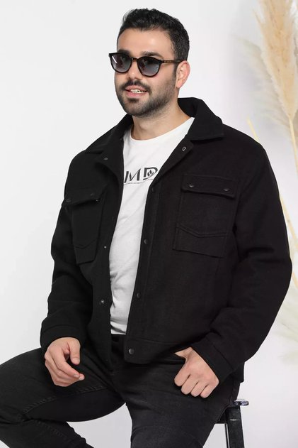 Men's Cashmere Coat with Front Snap Buttons