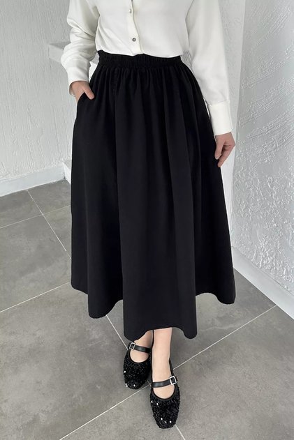 Hijab Skirt with Elastic Waist and Pockets