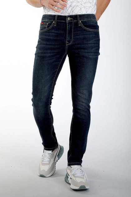 Jeff Men's Regular-Waist Slim-Fit Very Narrow-Leg Blue Jeans
