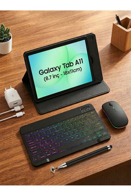 Galaxy Tab A11 8gb 128gb 8.7 inç.(18×11cm) Grafit Tablet+Klavye+Mouse+Kılıf (HEDİYE KALEM)