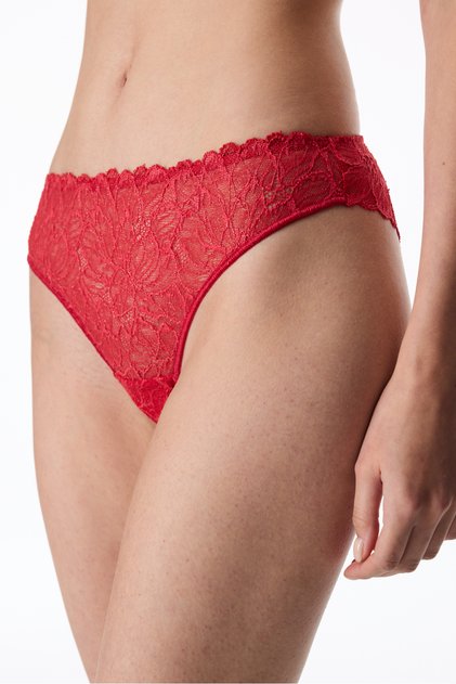 Alev Kırmızı Dantelli Slip Külot