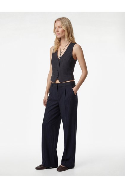 Women's Canvas Trousers 6Sak40179Uw Dark Blue Striped