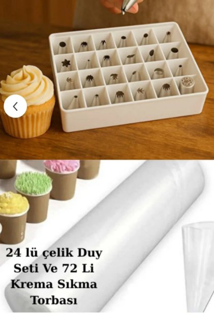 Cream Squeezing Bag Boxed 72 Pieces and 24-Piece Metal Stainless Nozzle Set Cream Squeezing Bag 26X51 cm Disposable 72 Li