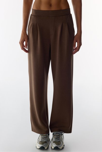 Brown High Waist Pleated Wide Leg Pants
