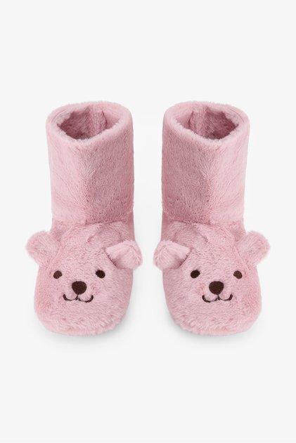Lila Happy Bear Animal Embroidered Home Boots