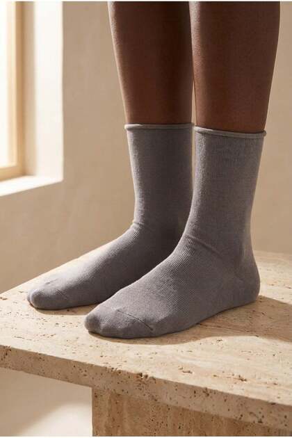 Women's dark gray color non-elastic modal fabric thin socket socks