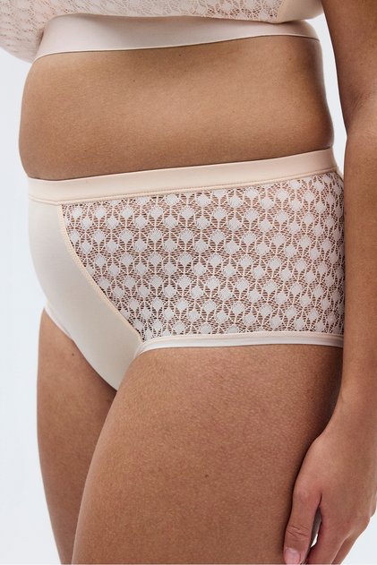Açık Pembe Dantel Detaylı Yüksek Bel Slip Külot