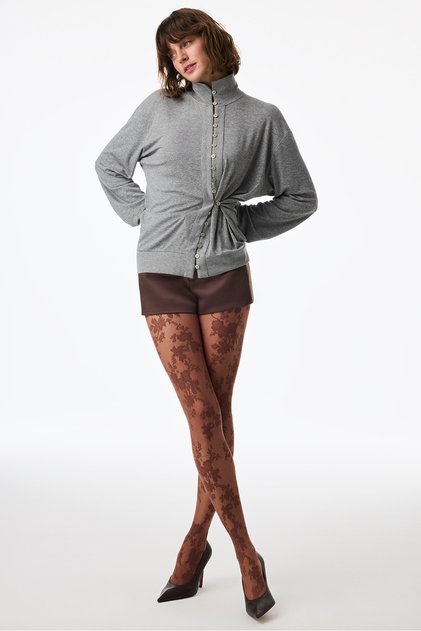Coffee Elegant Rose pantyhose