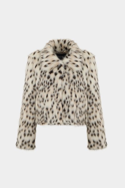 Premium Leopard Pattern Peter Pan Collar Faux Fur Women's Jacket