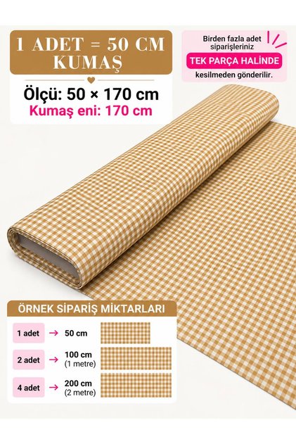 100% Cotton Patterned Poplin Fabric - Checkered - (50X170)