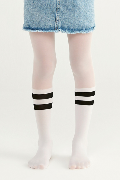 White Girl's Black Striped Pantyhose