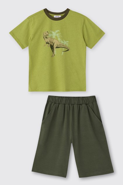Boy's Shorts T-Shirt 2-Piece Khaki Bottom Top Set