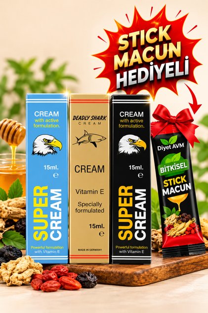 3LÜ SUUPER DEAADLLY SHAARRK 48bin KREM GUVVET MACUNU HEDİYELİ GECKTRCİ SERTLŞTRCİ KREM RESİM TEMSİLİDİR. ÜZERİNDEKİ YAZILAR KALDIRILMIŞTIR