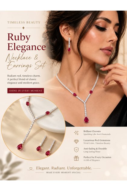 Women's Colored Zircon Necklace and Earrings Set - Luxury Jewelry