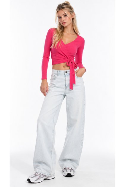 Pink Double Breasted Crop Blouse