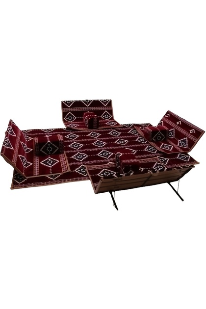 9-Piece Foldable Floor Seating Set – Brown Turkish Fabric, Travel/Outdoor/Garden, Easy Install & Store