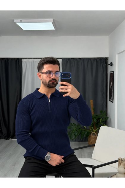 Polo Collar, Half-Zip, Brioche Knit Sweater