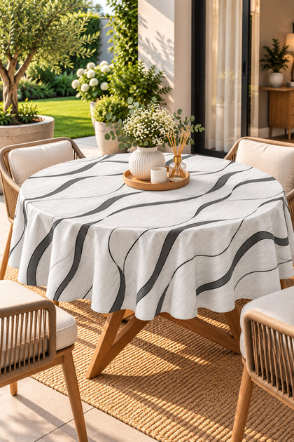 Liquid-Proof Oilcloth Round Tablecloth | Stain-Resistant, Easy-To-Clean Pvc Cream Tablecloth