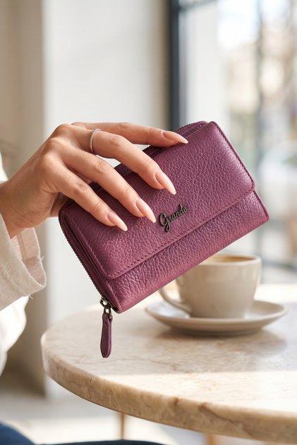 2754 Siyah detay Hakiki deri Kadın cüzdan kartlık clutch MÜRDÜM