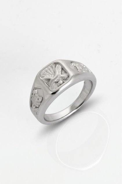 Silver Tone Imperial Eagle 316L Steel Men's Ring