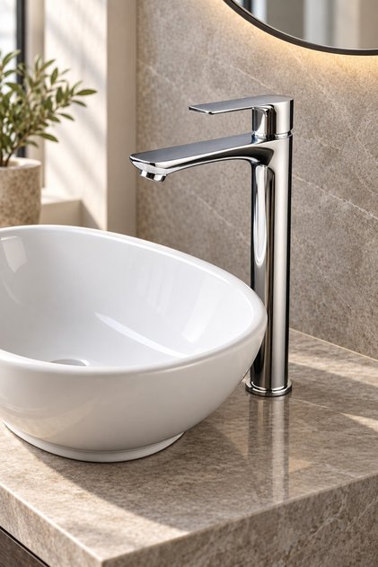 Luxury Bowl Sink Faucet | High Body Bathroom Faucet | Chrome Plated Single Handle Sink Faucet