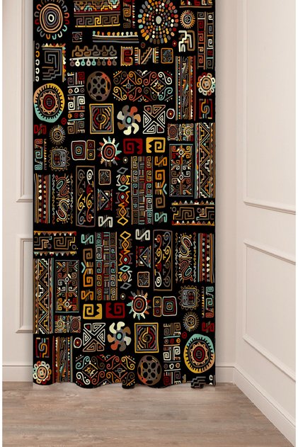 Striped Patterned Digital Printed Background Curtain (Single Panel) Colorful Modern Design Colorful Bohemian Background Curtain
