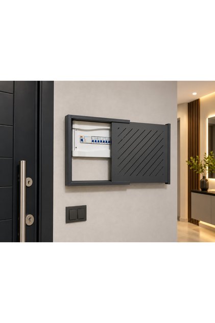 Sliding Electrical Panel Organizer Wall Organizer Wooden Decorative Anthracite Box Side Drawer