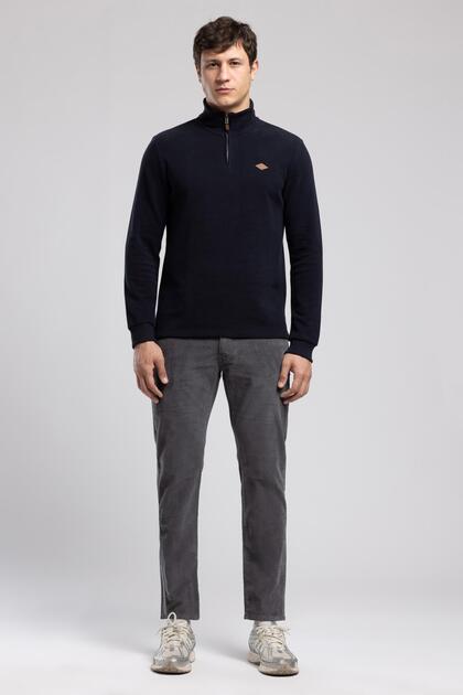 Westorn men's stand-up collar sweatshirt, navy blue.